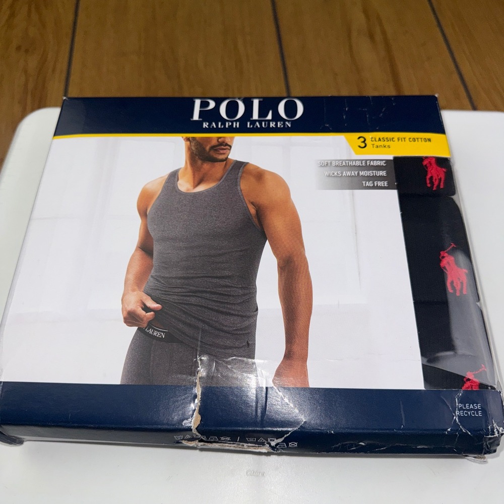 Polo Ralph Lauren Mens 3 Pack Classic Fit Cotton Tanks Black Medium NCTKP3